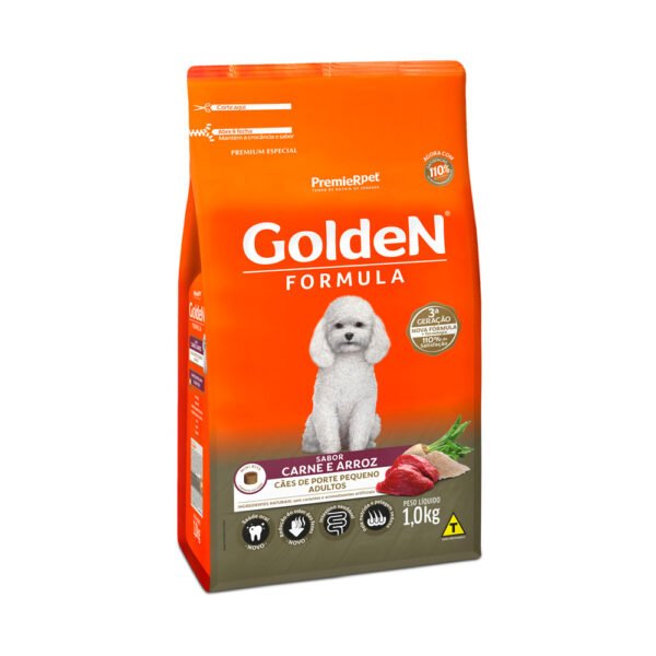 Ração Golden Fórmula Mini Bits Para Cães Adultos de Porte Pequeno Sabor Carne e Arroz 1kg - Image 2