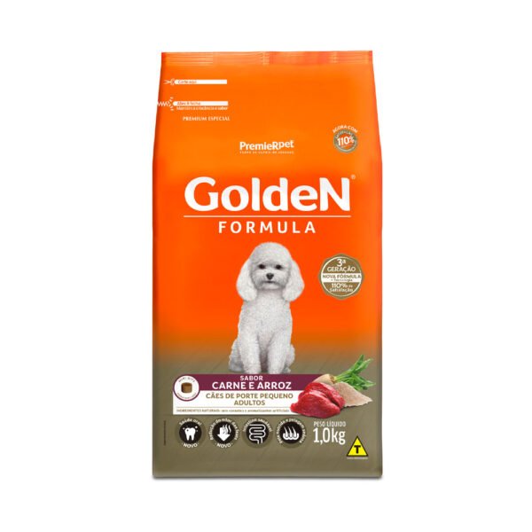 Ração Golden Fórmula Mini Bits Para Cães Adultos de Porte Pequeno Sabor Carne e Arroz 1kg