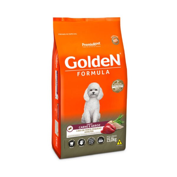 Ração Golden Fórmula Mini Bits Para Cães Adultos de Porte Pequeno Sabor Carne e Arroz- 15kg - Image 2
