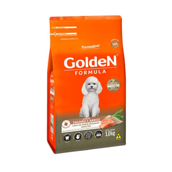 Ração Golden Fórmula Mini Bits para Cães Adultos de Porte Pequeno Sabor Salmão e Arroz 1kg - Image 2