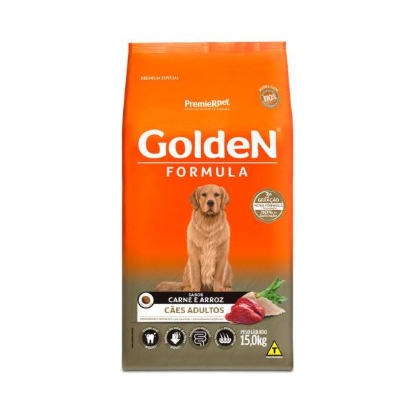 Ração Golden Fórmula para Cães Adultos Sabor Carne e Arroz -  15kg