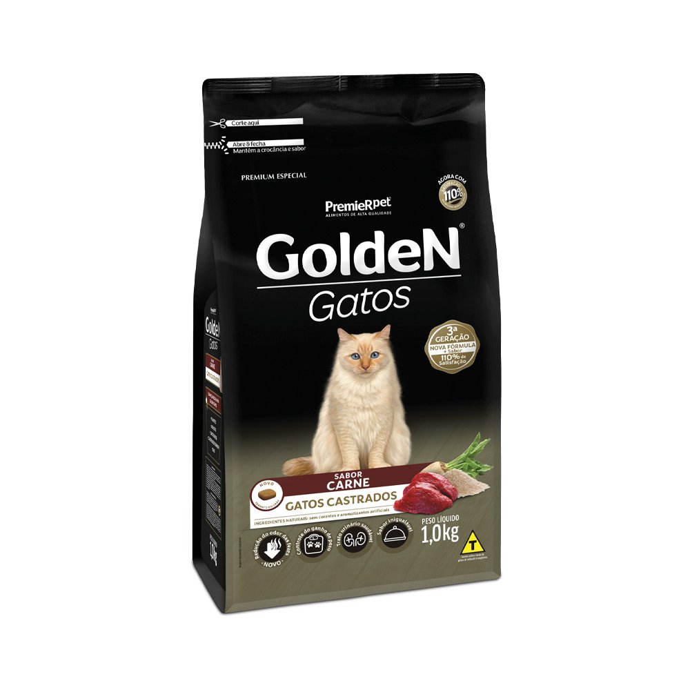 Ração Golden para Gatos Adultos Castrados Sabor Carne - 1kg - Image 2