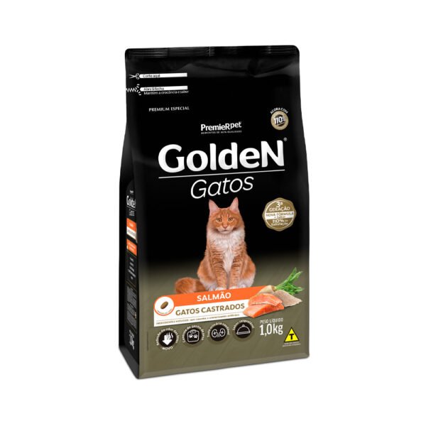 Ração Golden para Gatos Adultos Castrados Sabor Salmão - 1kg - Image 2