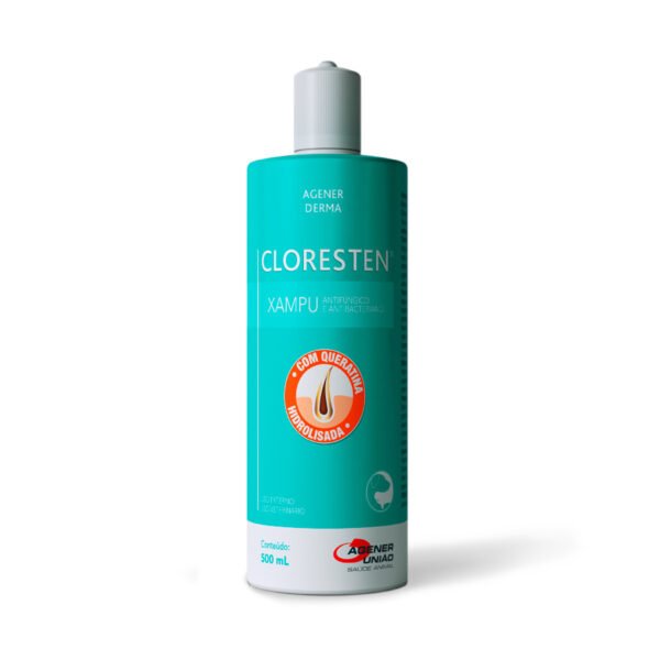 Shampoo Cloresten Antifúngico e Bacteriano Cães e Gatos 500 ml