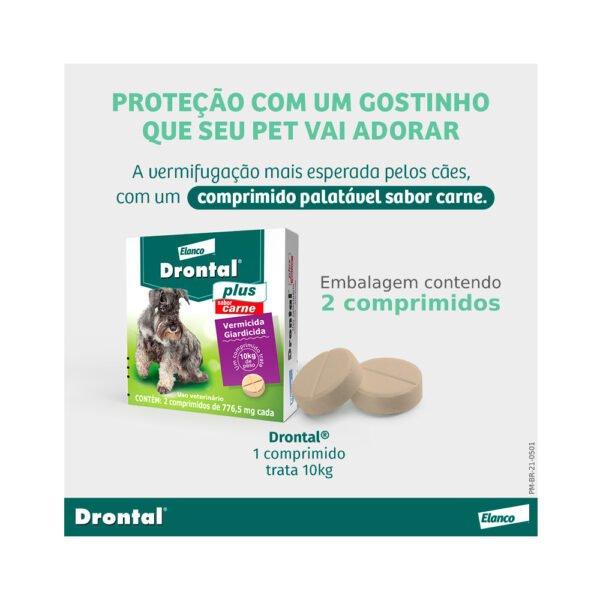 Drontal Plus para Cães de 10 kg Sabor Carne - 2 comprimidos - Image 3