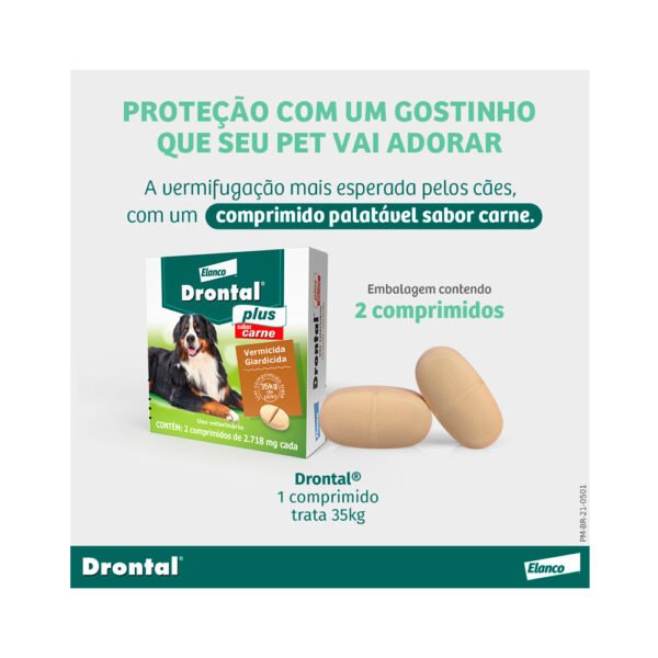 Drontal para Cães de 35kg Sabor Carne- 2 comprimidos - Image 2