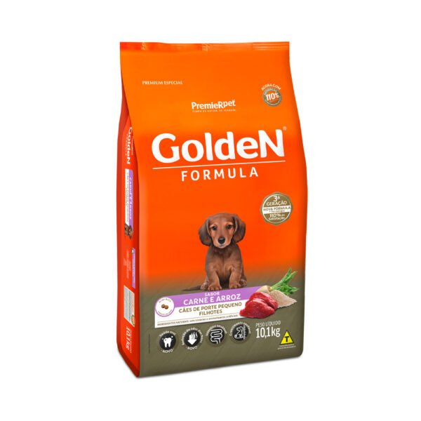 Ração Golden Fórmula Mini Bits para Cães Filhotes de Porte Pequeno Sabor Carne e Arroz  10,1kg - Image 2