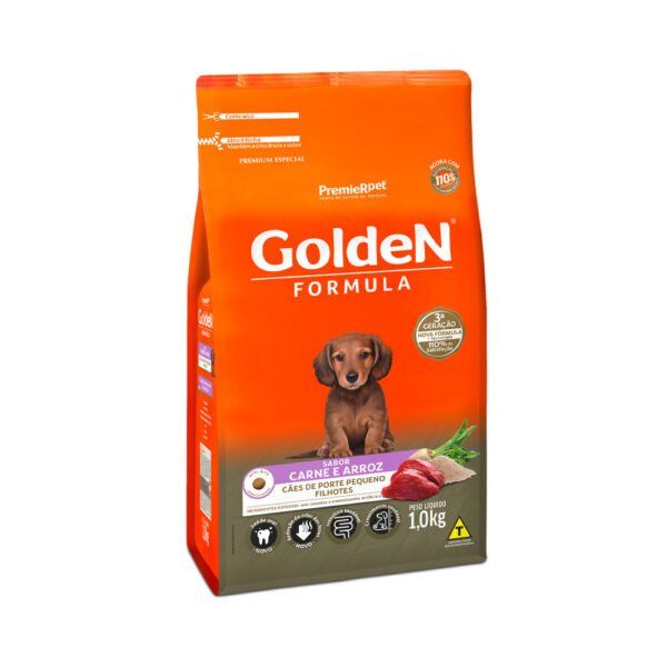 Ração Golden Fórmula Mini Bits para Cães Filhotes de Porte Pequeno Sabor Carne e Arroz 1kg - Image 2