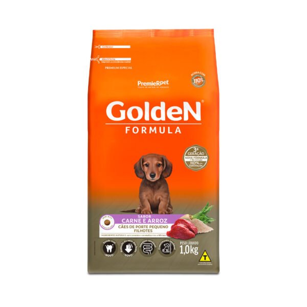 Ração Golden Fórmula Mini Bits para Cães Filhotes de Porte Pequeno Sabor Carne e Arroz 1kg