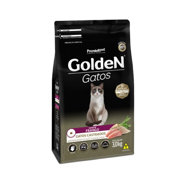 Ração Golden para Gatos Adultos Castrados Sabor Frango - 3kg - Image 2