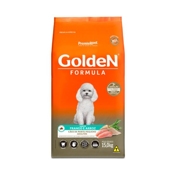 Ração Golden Fórmula Mini Bits para Cães Adultos de Porte Pequeno Sabor Frango e Arroz -  15kg