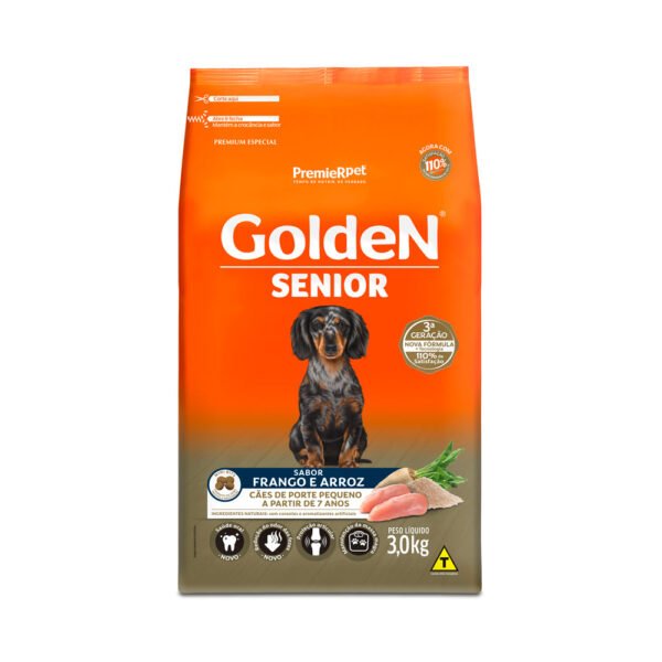 Ração Golden Fórmula Mini Bits para Cães Senior de Porte Pequeno Sabor Frango e Arroz 3kg