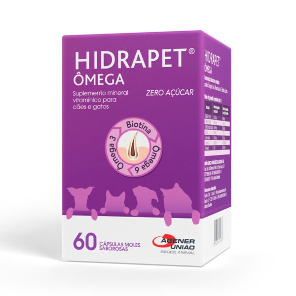 Suplemento Mineral Vitamínico Hidrapet Ômega Zero Açúcar Agener 60 cápsulas