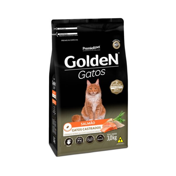Ração Golden para Gatos Adultos Castrados Sabor Salmão - 3kg - Image 2