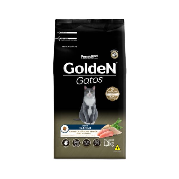 Ração Golden para Gatos Sênior Castrados Sabor Frango- 1kg