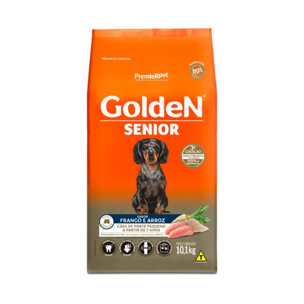 Ração Golden Fórmula Mini Bits para Cães Senior de Porte Pequeno Sabor Frango e Arroz 10,1kg
