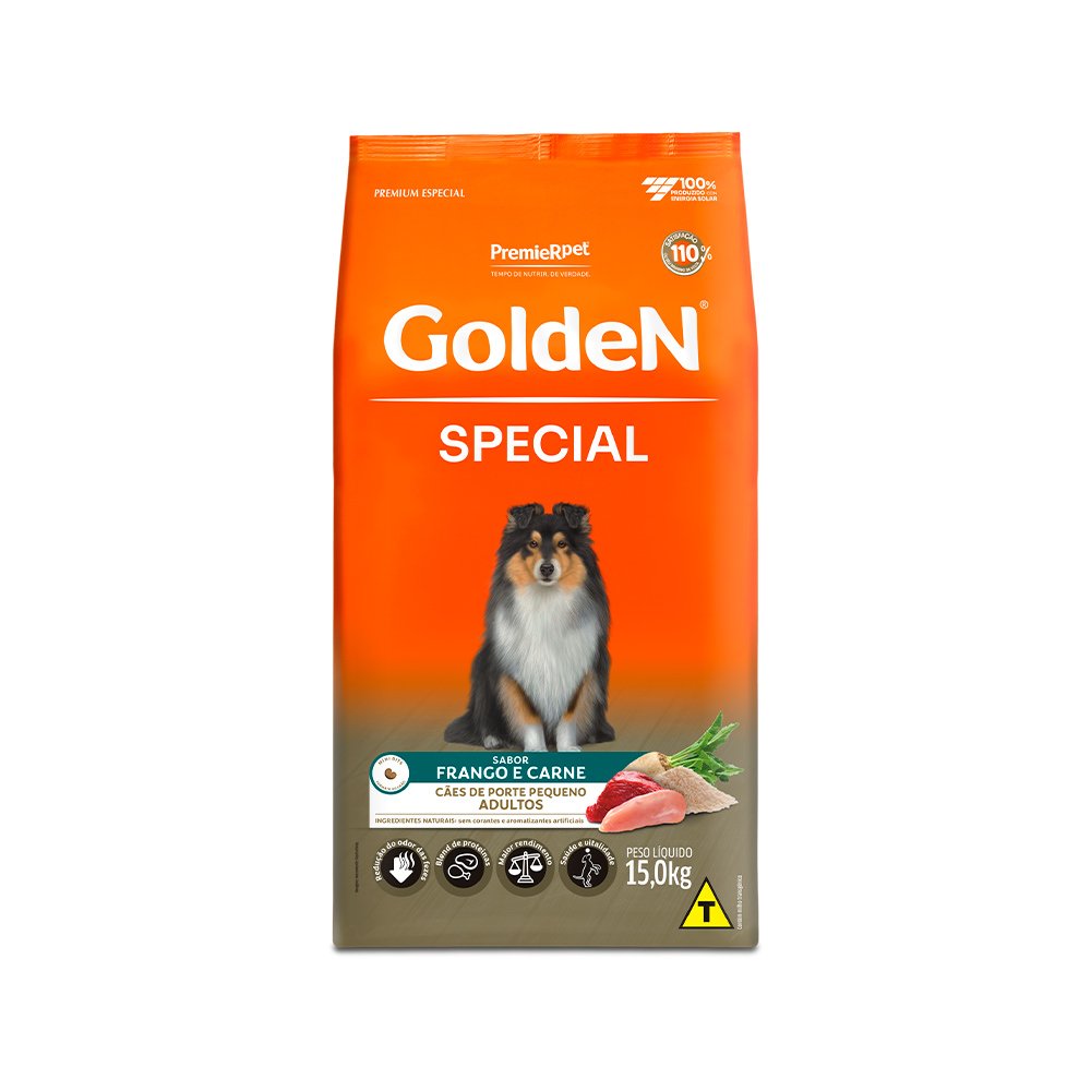 Ração Golden Special para Cães Adultos de Porte Pequeno Sabor Frango e Carne - 15kg