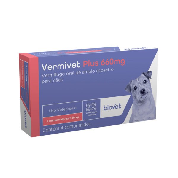 Vermífugo Vermivet Plus 660mg para Cães com 4 Comprimidos